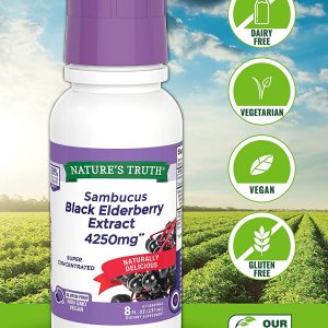 Sambucus Black Elderberry Extract 4250mg | 8 oz Syrup | Super Concentrated Sambucus Supplement | Vegan, Non-GMO, Gluten Free