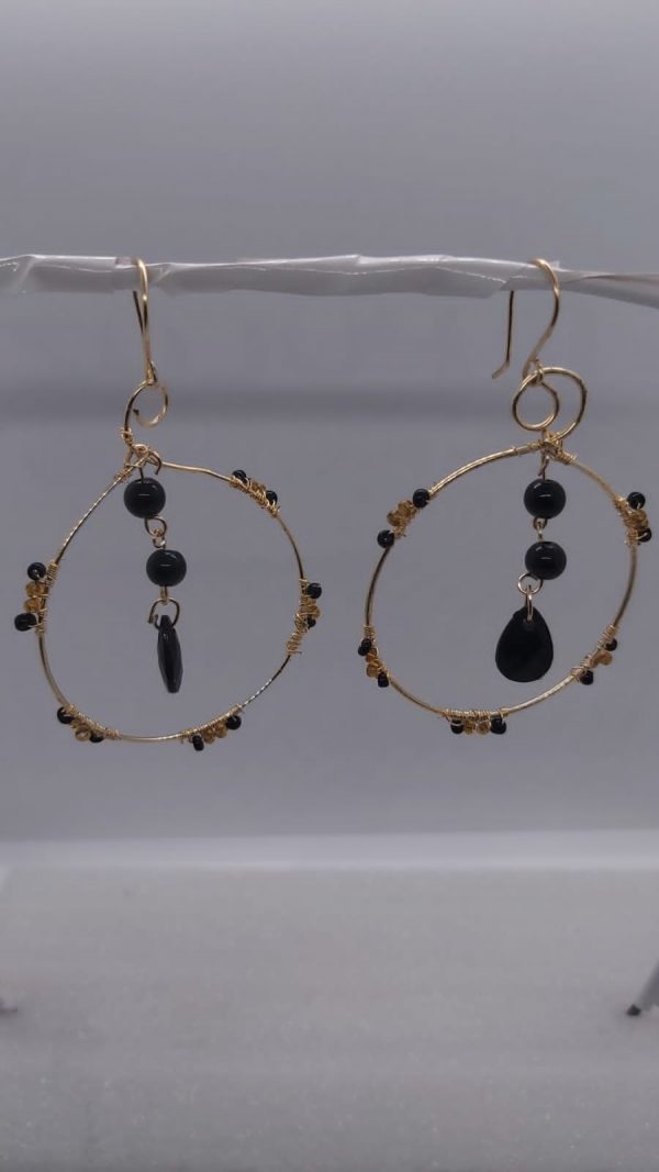 Black Obsidian Hoop Earrings