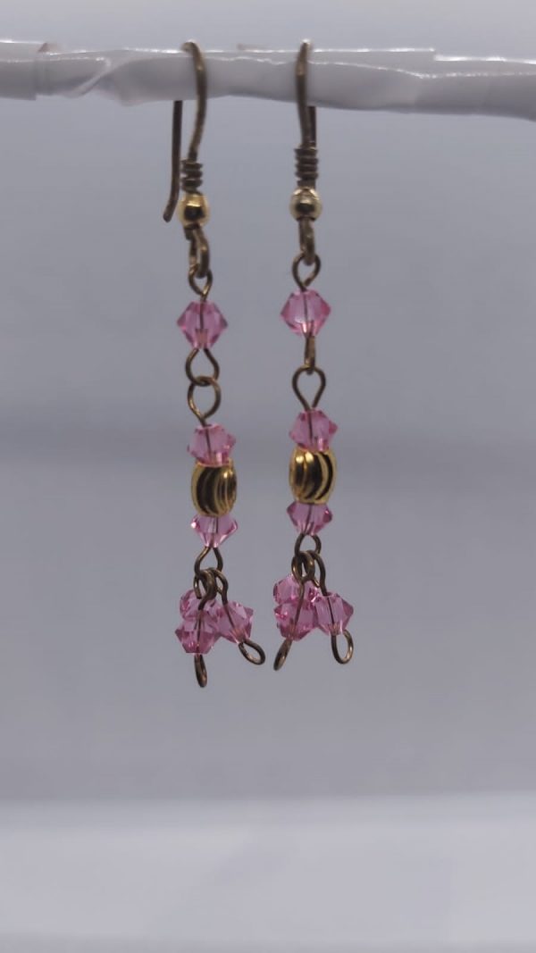Pink and Gold Hanging Earring