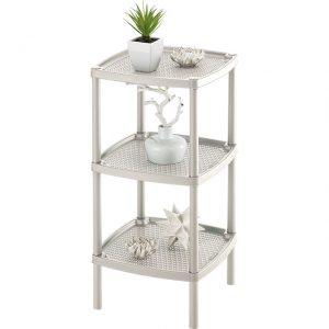 RIMAX 3 TIER SQUARE SIDE TABLE BEIGE 16.8x13.8x28.1"