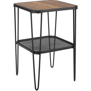 SIDE TABLE WALNUT TOP W/HAIRPIN LEGS BLACK 24X16X16