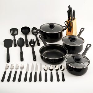 ALL YOU NEED TOTAL KITCHEN 32PC C/WARE COMBO SET, BLACK