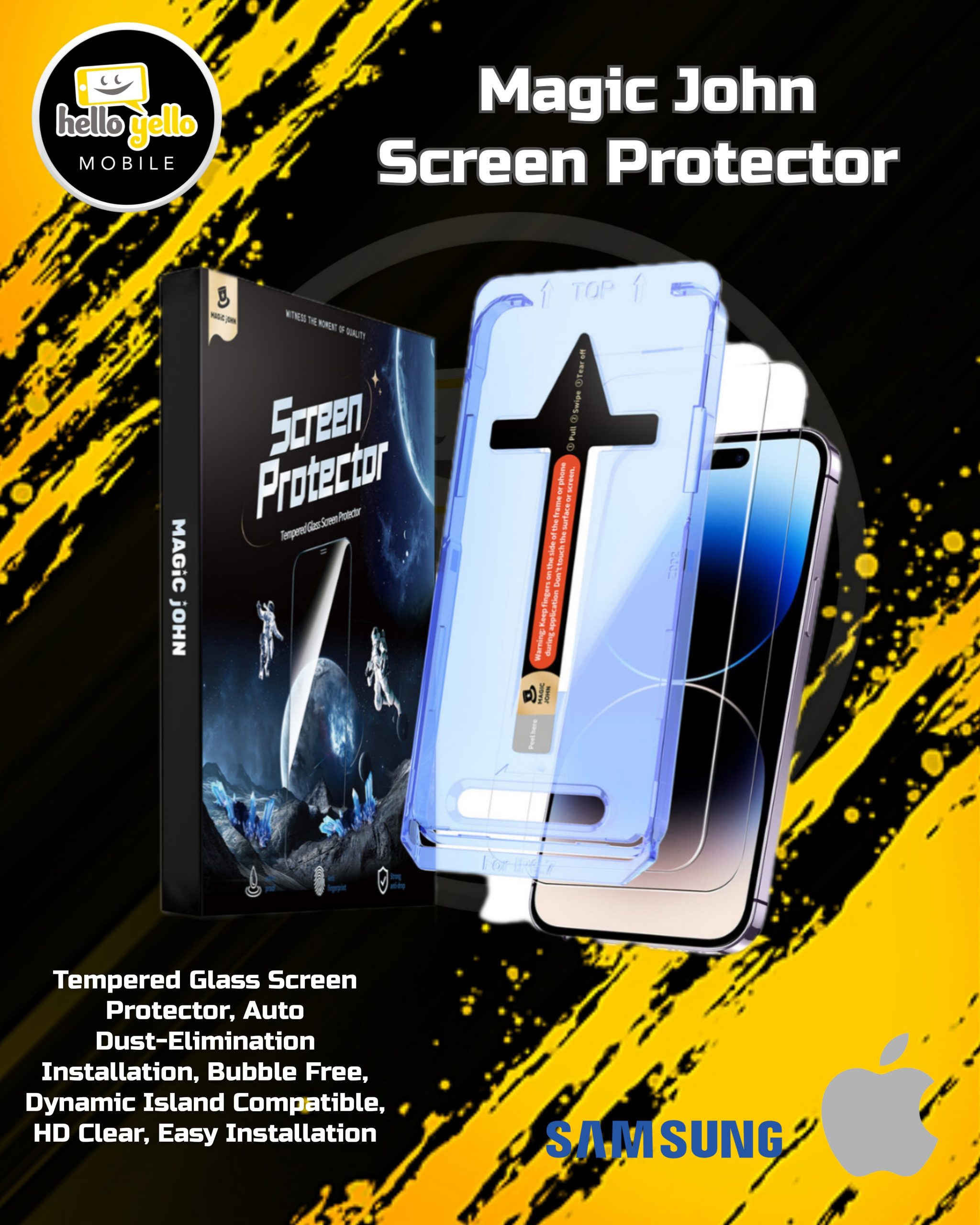 MAGIC JOHN Tempered Glass Screen Protector + Privacy (2 Pack)