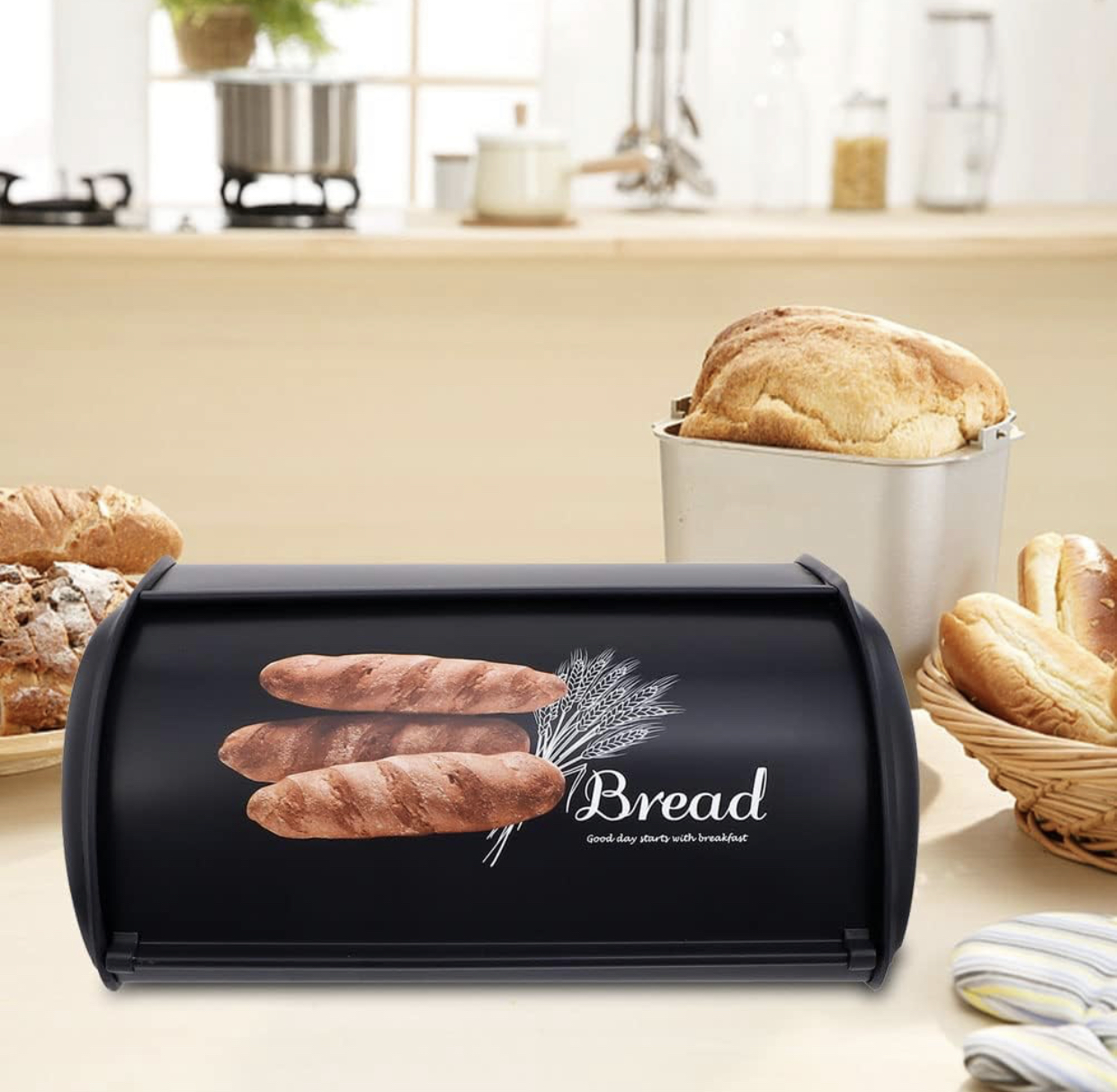 1pc Bread Box, Vintage Leak Proof Bread Bin With Lid, Reusable And Durable Bakery Bread Keeper, For Toast, Bread, Fruit And Vegetable, Kitchen Organizers And Storage, Kitchen Accessories